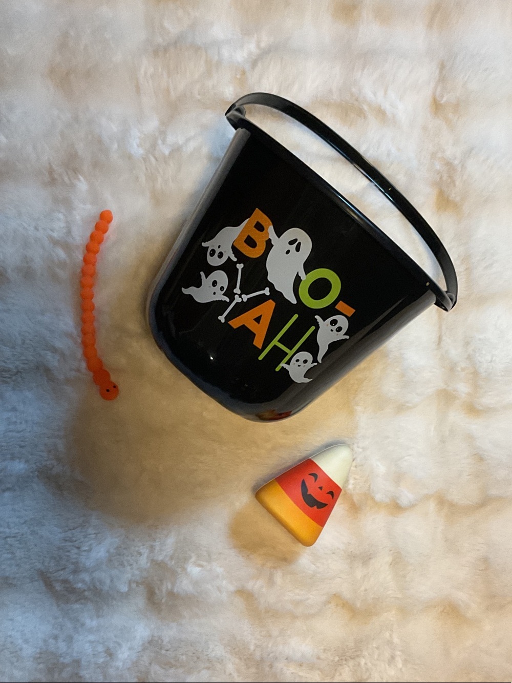Halloween Kids Candy Bucket - Black "BOO-YAH" Ghost Design